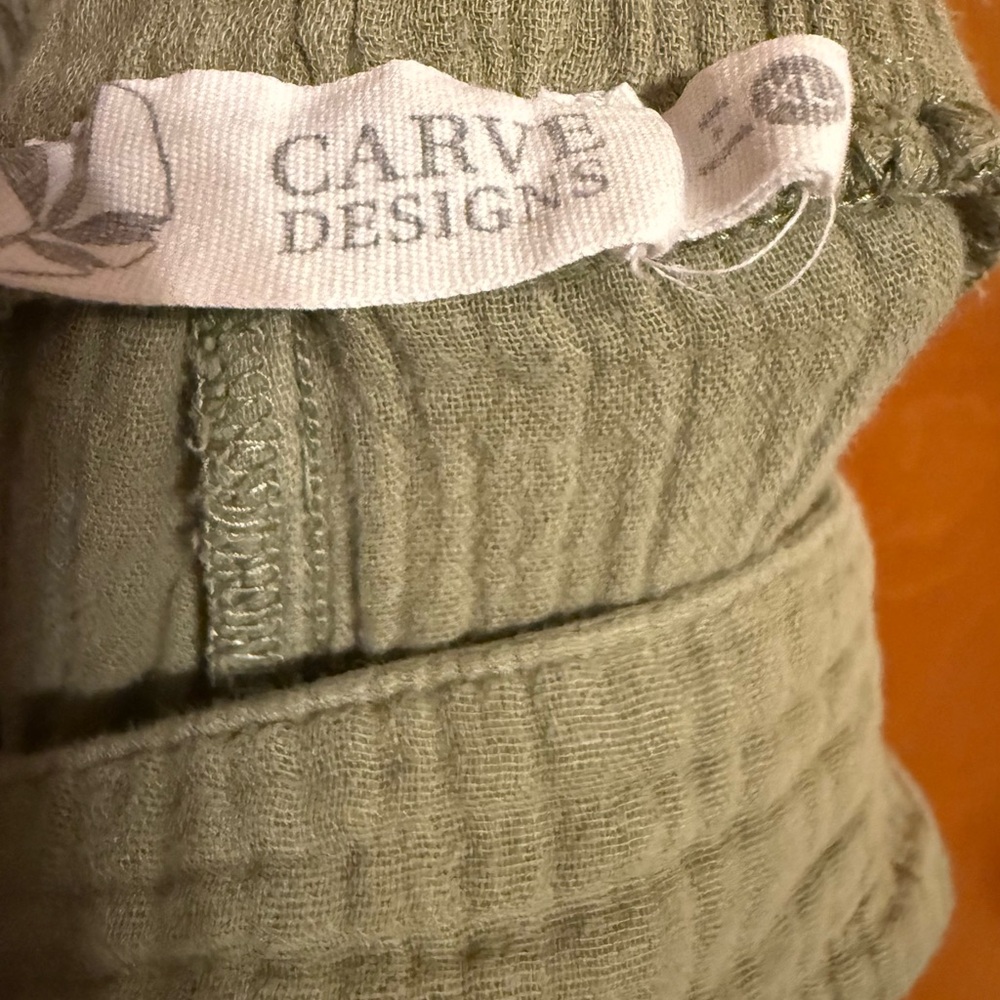 Carve Designs Olive Green Textured Wide-Leg Pants in XL - Picture 4 of 4